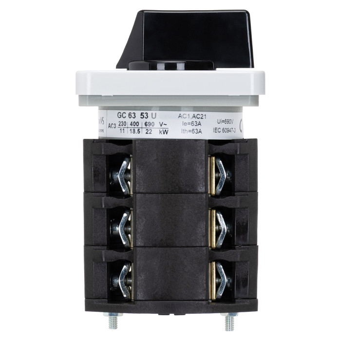 Кулачковий перемикач GC 63A 3P схема 53 (1-0-2)