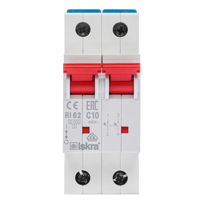 Модульний автоматичний вимикач ISKRA RI62 2P C10A 10кА - 786100150000