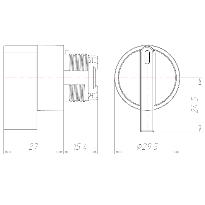 ECX 4370 Селектор з довгим важелем – ЧОРНИЙ – IP65, 3 фіксовані положення