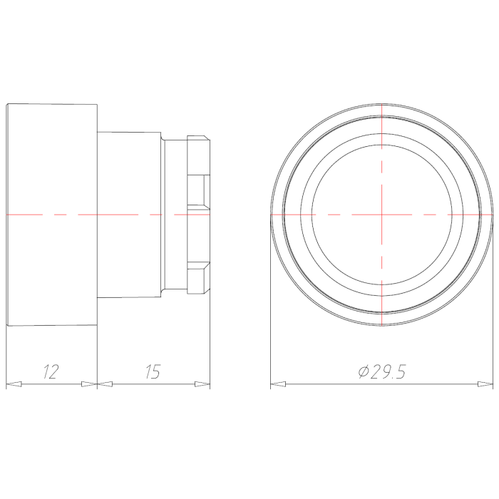 ECX 1107 Кнопка прихована без фіксації, зелена І (Пуск), металевий корпус