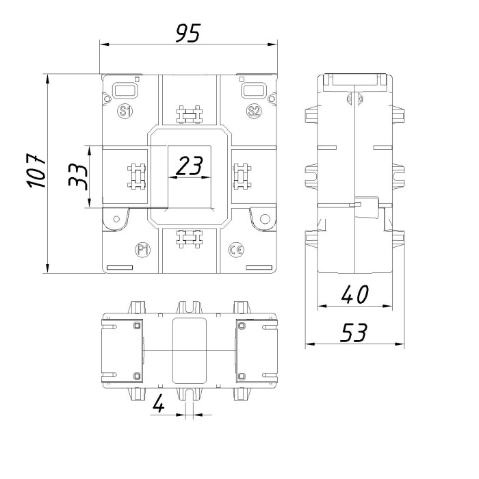 Трансформатор струму роз'ємний Vector VS VCTA132 200A 23×33 200/5