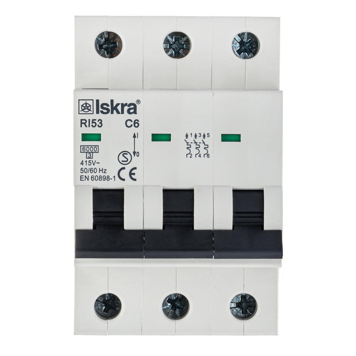 Модульний автоматичний вимикач ISKRA RI53 3P C6A 6кА - 786091127000