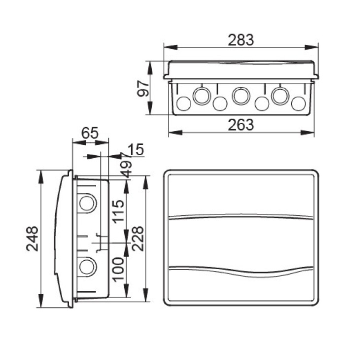 BM12PT/RR Корпус розподільчий внутр. прозоре вікно ORO,1x12 модуля 248x283x97, IP40, з шинами N і PE