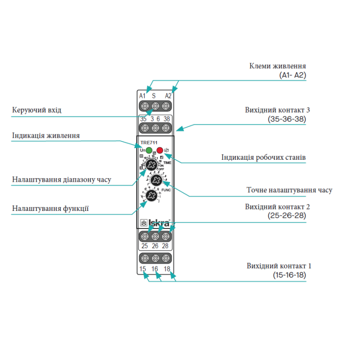 786053058000 Реле часу TRE 711 UNI 16А/АС1 1 перекидний контакт 12-240 V AC/DC
