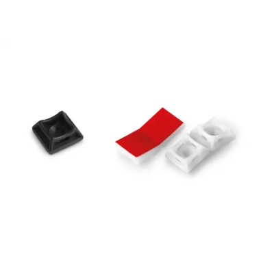 Майданчик для кріплення кабельної стяжки HBC 20x20mm, самоклеючий, чорний (50шт.)