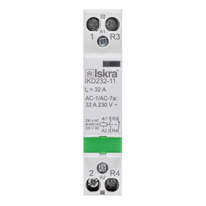 Модульний контактор ISKRA IKD 32A 230V AC/DC 1NO+1NC
