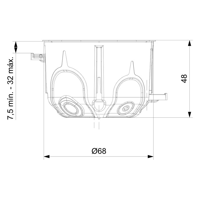 D70/1K установча коробка (підрозетник) Domos 1-70 мм з гвинтами