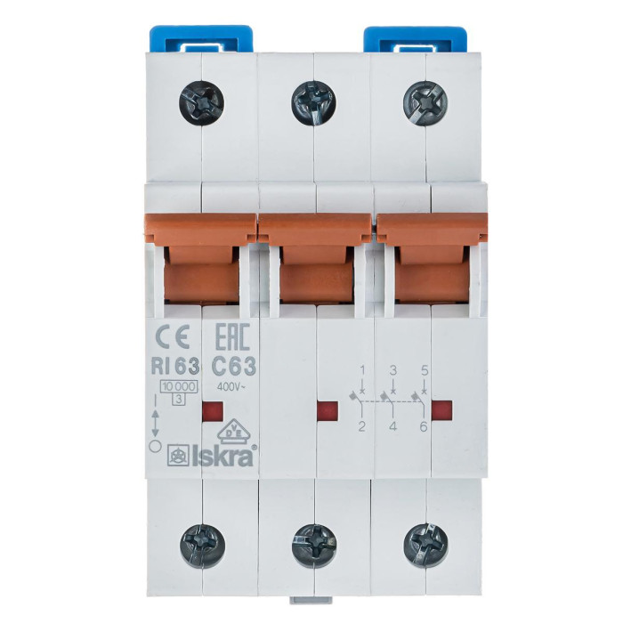 Модульний автоматичний вимикач ISKRA RI63 3P C63A 10кА - 786100110000