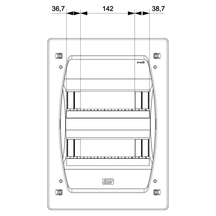 GPE24PT/PH/RR Корпус розподільчий GOLD, 2x12 (24) модулі, прозорі двері, IP40