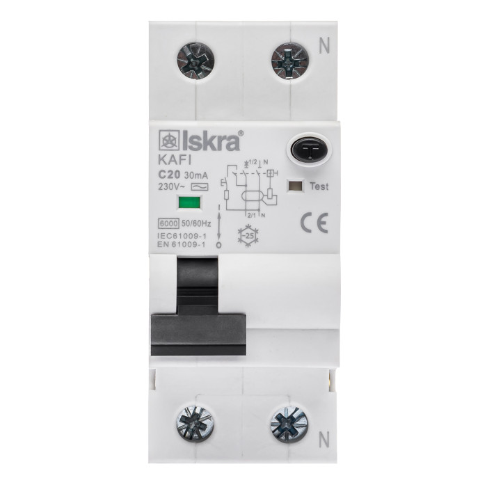 Диференційний автоматичний вимикач ISKRA KAFI2 1P+N C20A/0.03 10кА - 786100999000