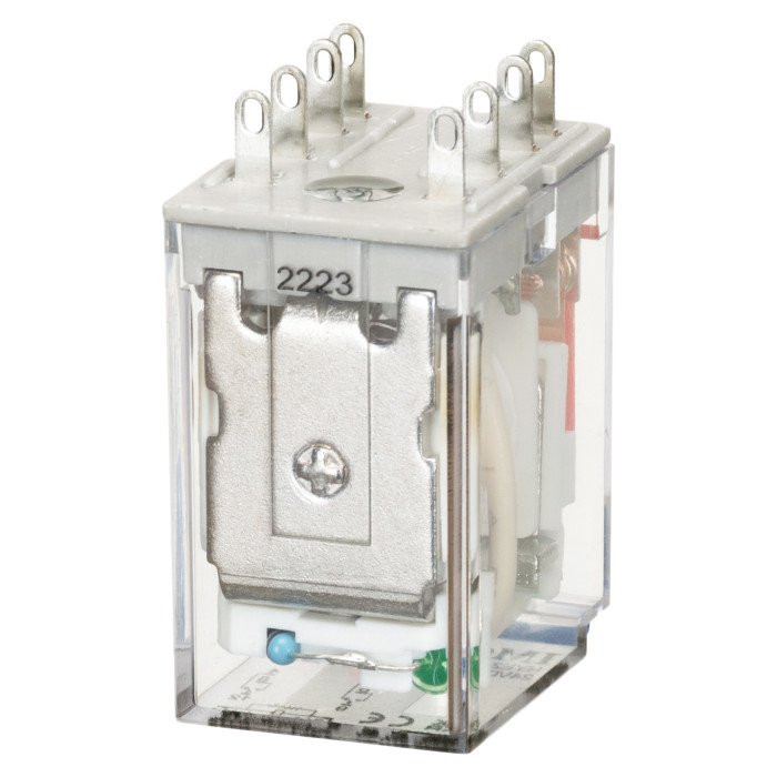 Проміжне реле 2P 10A 24V DC LED+Тест + Колодка зі скобою тип D