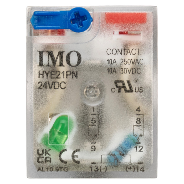 Проміжне реле 2P 10A 24V DC LED+Тест + Колодка зі скобою тип D