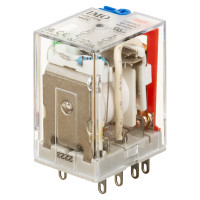 Проміжне реле 2P 10A 24V DC LED+Тест + Колодка зі скобою тип D
