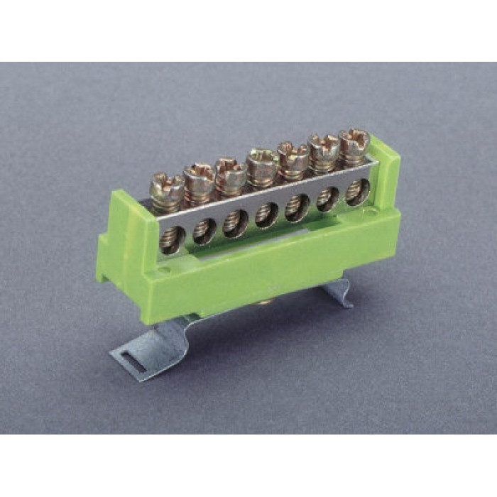 01258 Шина PE 63А, жовто-зелена, з кріпленням для швидкого монтажу