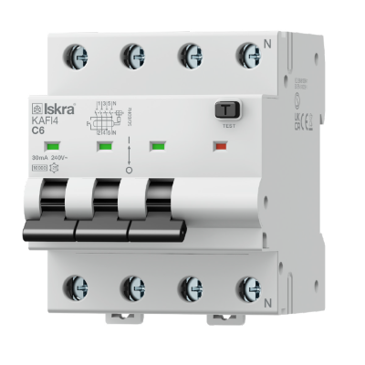 Диференційний автоматичний вимикачISKRA KAFI4 3P+N C25A/0.03 10кА