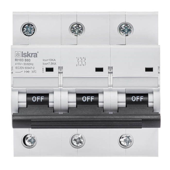 Модульний автоматичний вимикач ISKRA RI103 3P B100A 10кА - 786101230000
