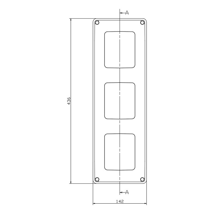 PCSNPLUS/RR Настінний корпус для сил. розеток STAR 436x142x124мм, IP65 з шинами N+PE з отворами