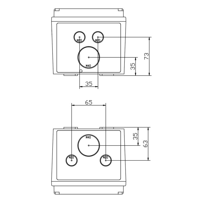 PCSNPLUS/RR Настінний корпус для сил. розеток STAR 436x142x124мм, IP65 з шинами N+PE з отворами
