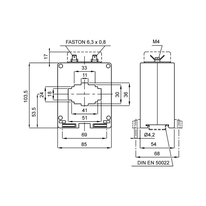 Трансформатор струму захисний FRER TAC051 300 А 51 × 18 300/5 - TAC051300K05