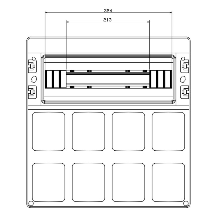 PCSN18PT/RR Настінний корпус для сил. розеток з отвора STAR 1х18 MOD 436x418x147мм, IP65, шини N+PE