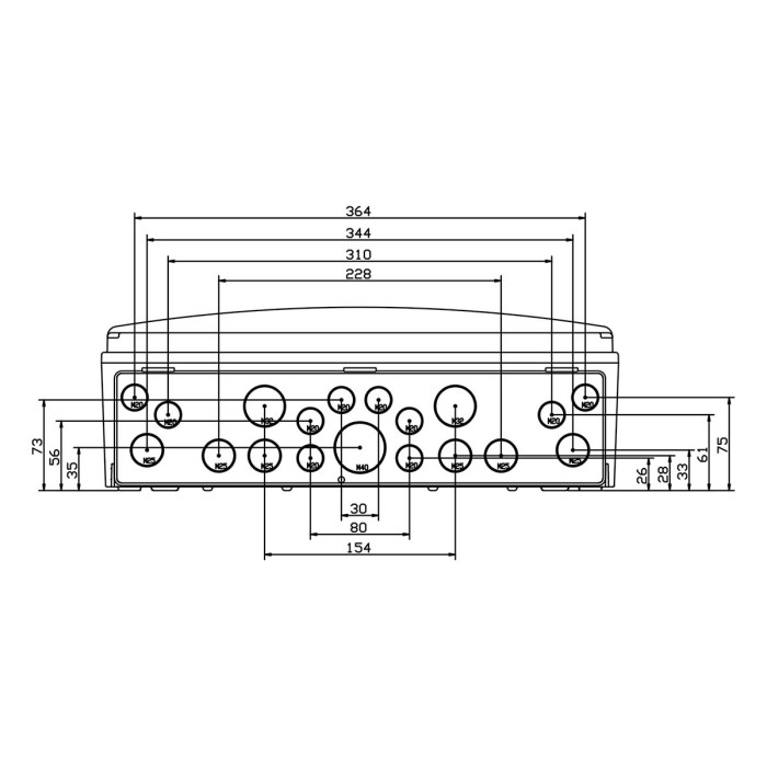 PCSN18PT/RR Настінний корпус для сил. розеток з отвора STAR 1х18 MOD 436x418x147мм, IP65, шини N+PE