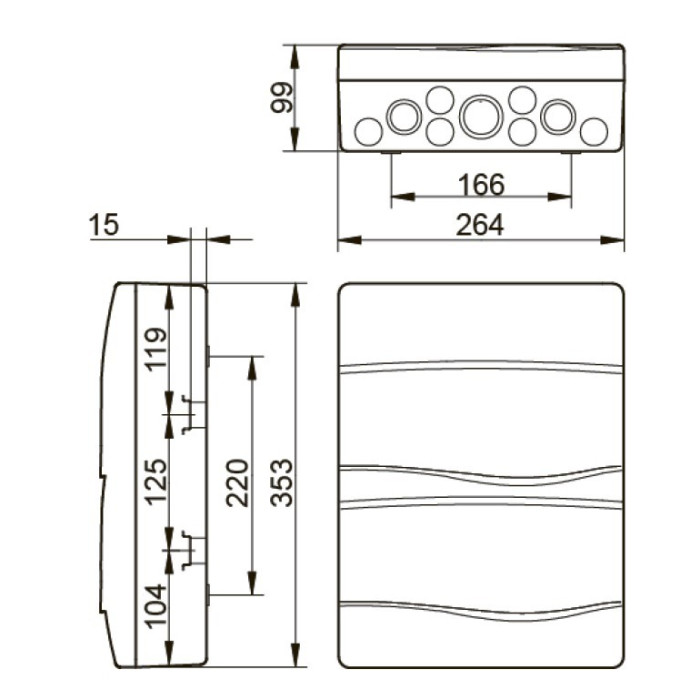 BV24PT/RR Корпус розподільчий Combi,2x12 модуля 353x264x99, IP40, з шинами N і PE