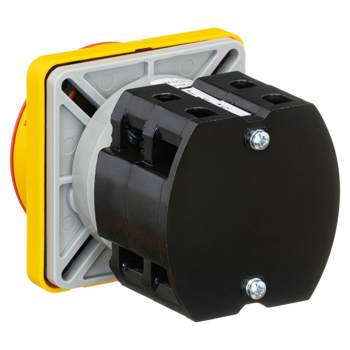 Кулачковий перемикач GC 40A 4P схема 92 (0-1) жовто-червоний