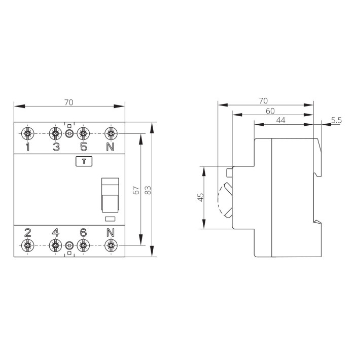 Пристрій захисного відключення ISKRA AFI4 40A 3P+N 0.3А - 030105071000