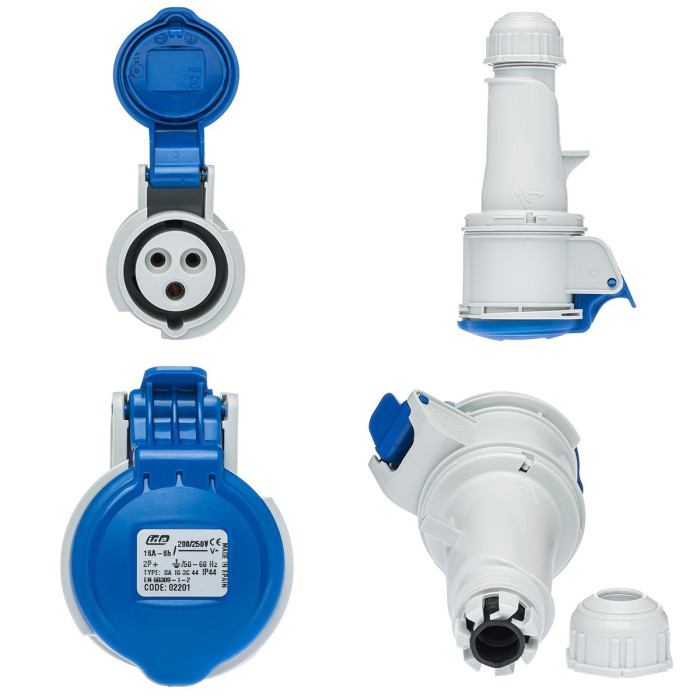 Розетка кабельна IDE MUNDIAL 2P+E 16 А 200–250 В IP44 - 02201