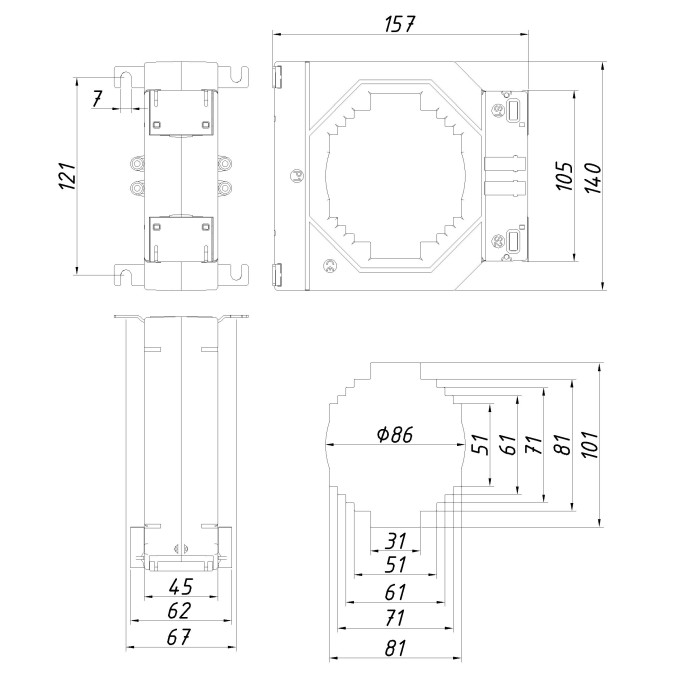 Трансформатор струму вимірювальний Vector VS VCTB101 3000A 101×31 3000/5