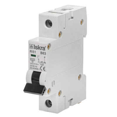 Модульний автоматичний вимикач ISKRA RI51 1P B63A 6кА