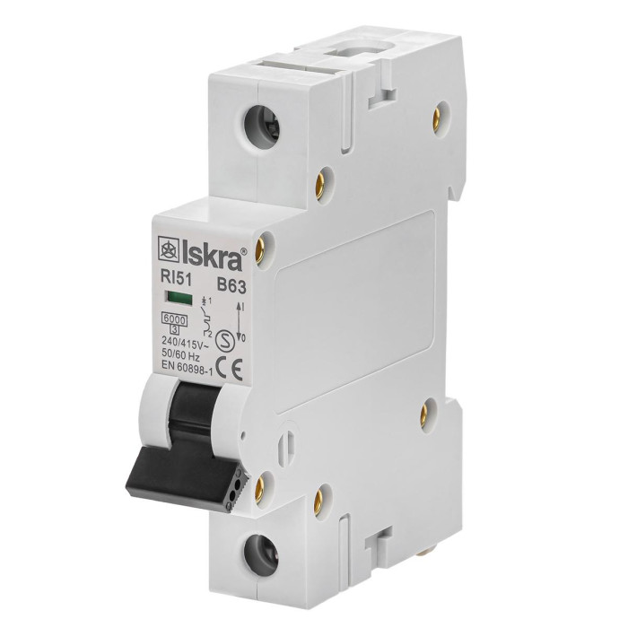Модульний автоматичний вимикач ISKRA RI51 1P B63A 6кА - 786091014000