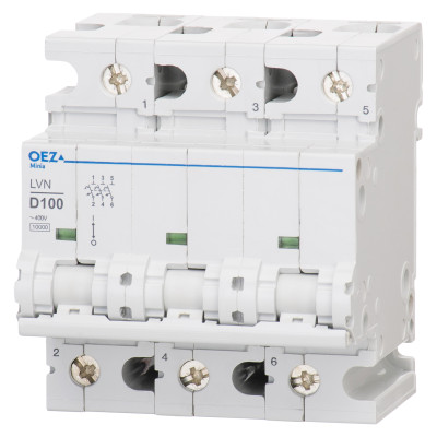 Модульний автоматичний вимикач OEZ LVN 3P D100A 10kA