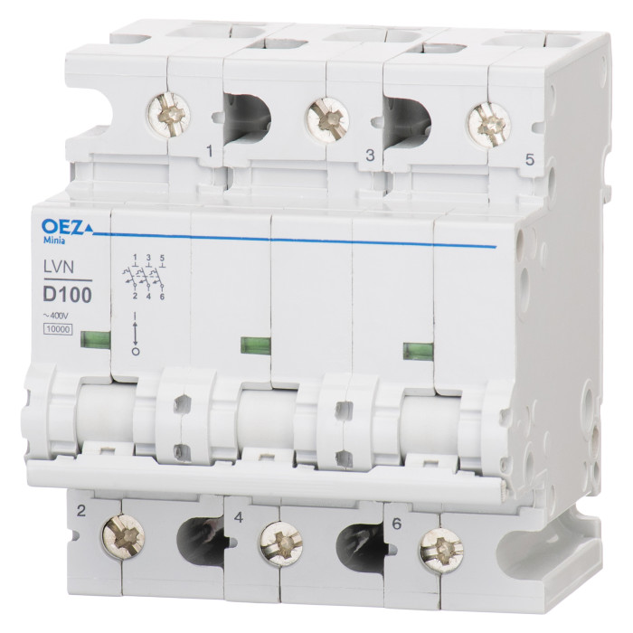 Модульний автоматичний вимикач OEZ LVN 3P D100A 10kA
