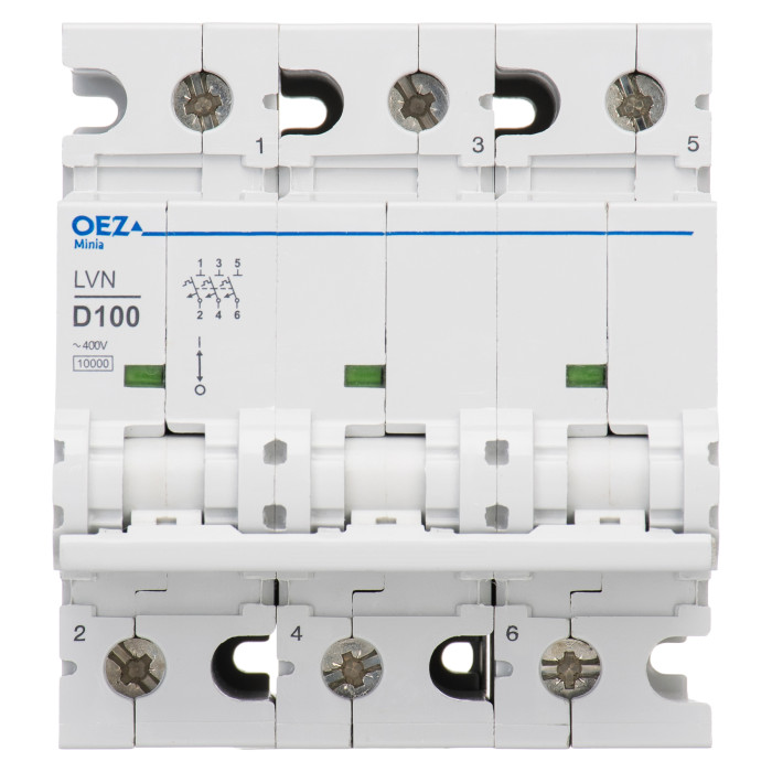 Модульний автоматичний вимикач OEZ LVN 3P D100A 10kA