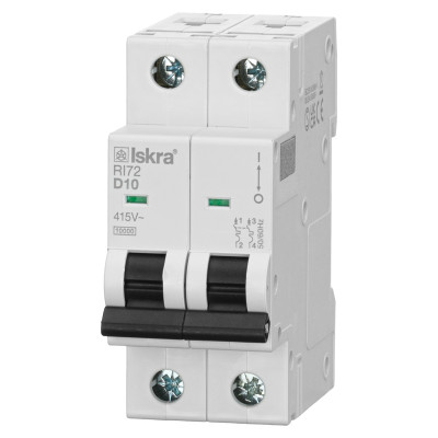 Модульний автоматичний вимикач ISKRA RI72 2P D10A 10кА