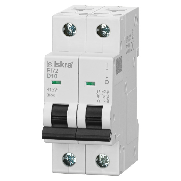 Модульний автоматичний вимикач ISKRA RI72 2P D10A 10кА - 786091383000
