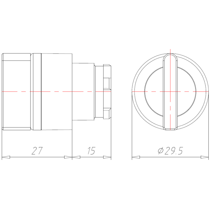 Поворотна кнопка 2-позиційна з червоним підсвічуванням COMEPI - ECX 1251
