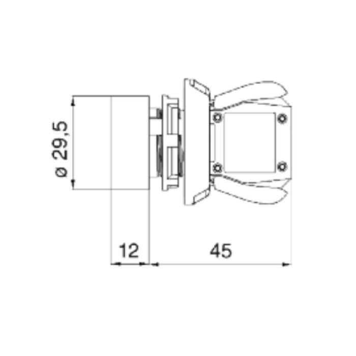 ECX 4103 Кнопка жовта, пласт. корпус, ø 22 мм, IP65