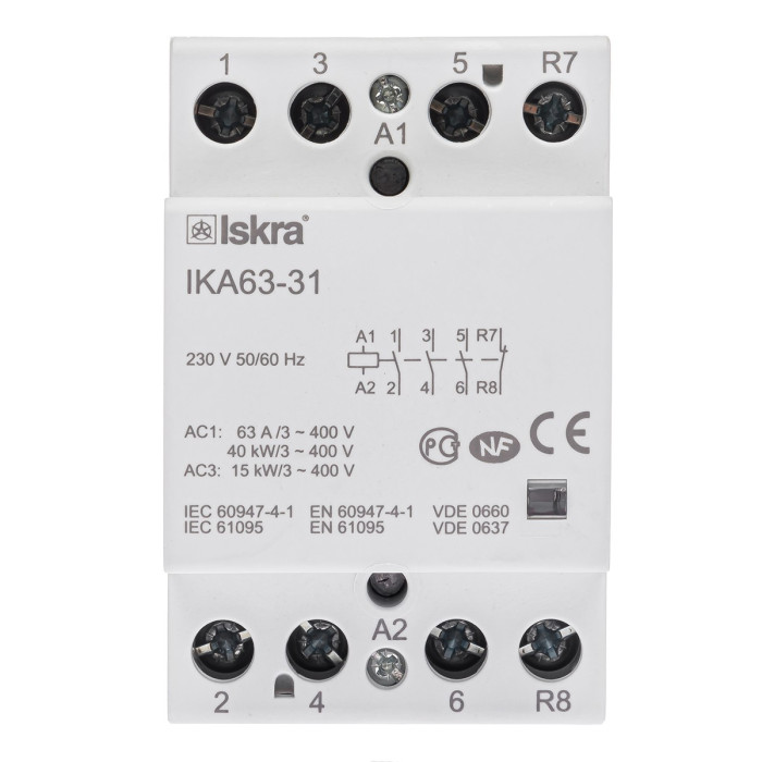 Модульний контактор ISKRA IKA 63A 230В AC 3NO+1NC - 030045533000
