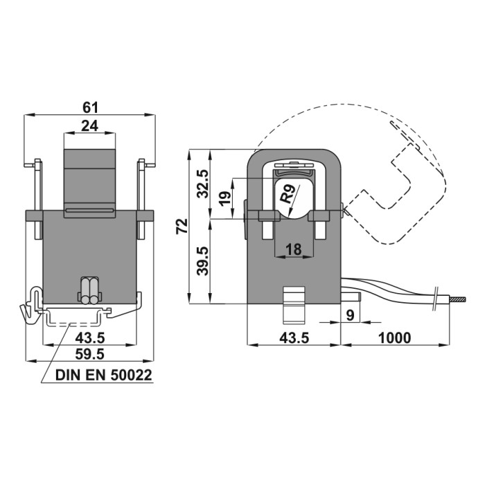 Трансформатор струму роз'ємний FRER TAA019 100 А 19 × 18 100/5 - TAA019100X05