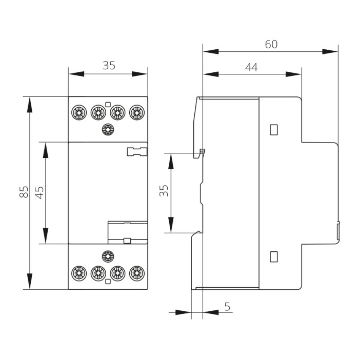 Модульний контактор ISKRA IKA 25A 230V AC 3NO+1NC