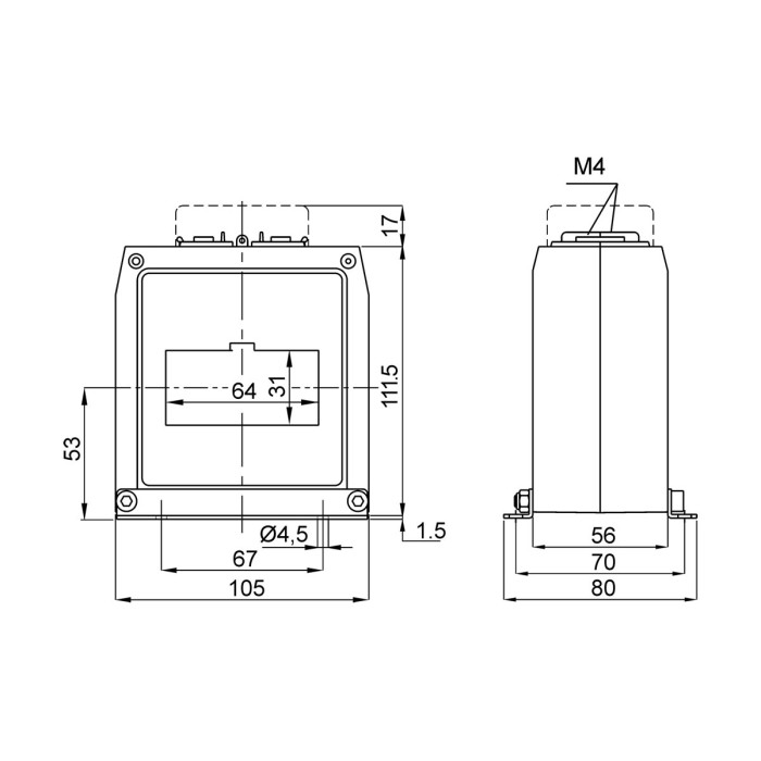Трансформатор струму захисний FRER TAT063 400 А 63 × 30 400/5 - TAT063400L05