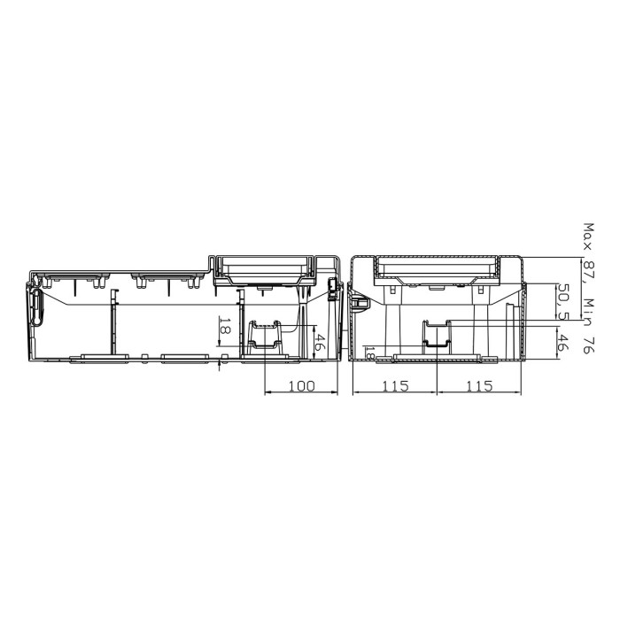 PCSN24PT/RR Настінний корпус для сил. розеток з отв STAR 2х12 MOD 688x310x147мм, IP65 з шинами N+PE