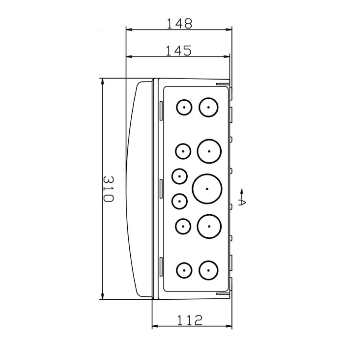 PCSN24PT/RR Настінний корпус для сил. розеток з отв STAR 2х12 MOD 688x310x147мм, IP65 з шинами N+PE