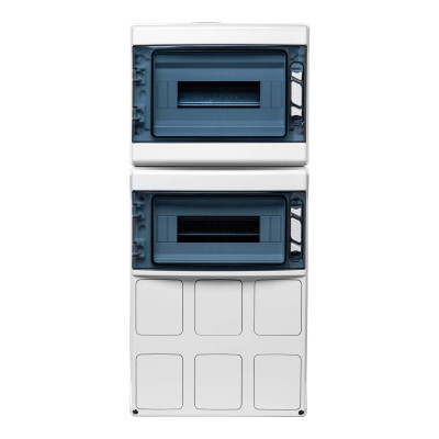 PCSN24PT/RR Настінний корпус для сил. розеток з отв STAR 2х12 MOD 688x310x147мм, IP65 з шинами N+PE