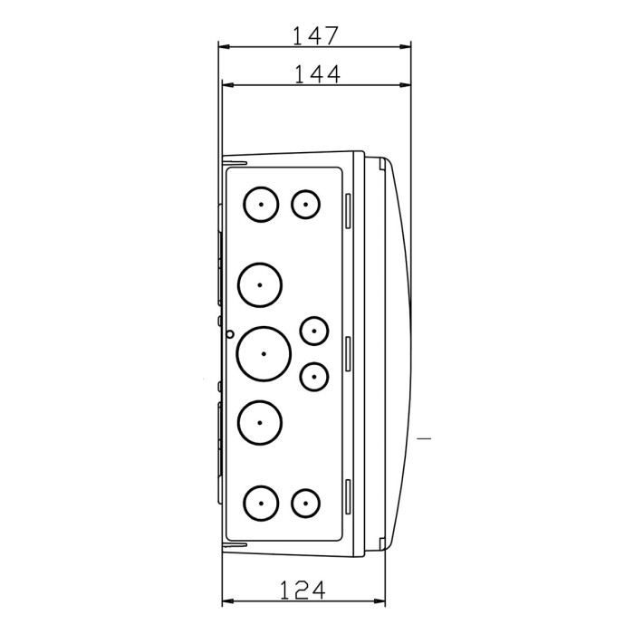 PCSN24PT/RR Настінний корпус для сил. розеток з отв STAR 2х12 MOD 688x310x147мм, IP65 з шинами N+PE