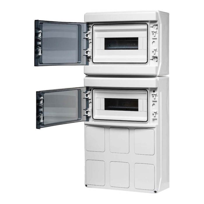 PCSN24PT/RR Настінний корпус для сил. розеток з отв STAR 2х12 MOD 688x310x147мм, IP65 з шинами N+PE