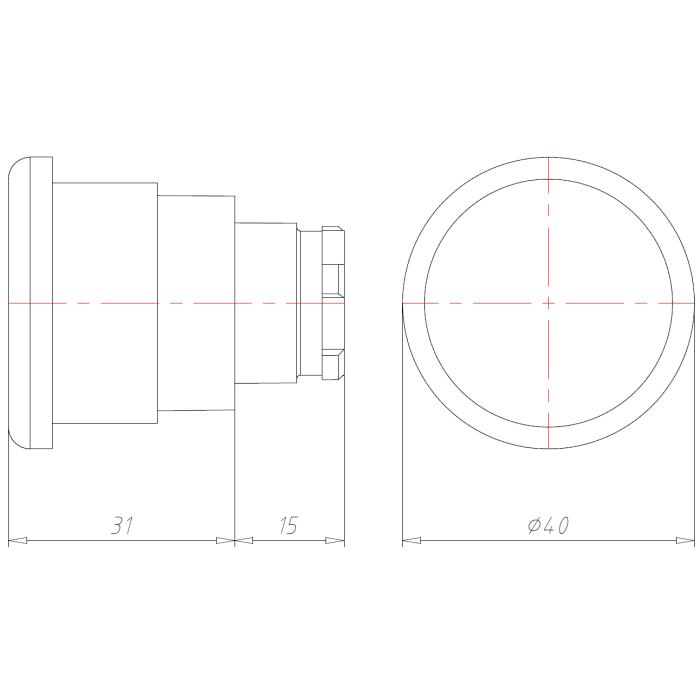 Грибоподібна кнопка 40 мм, червона COMEPI - ECX 1135