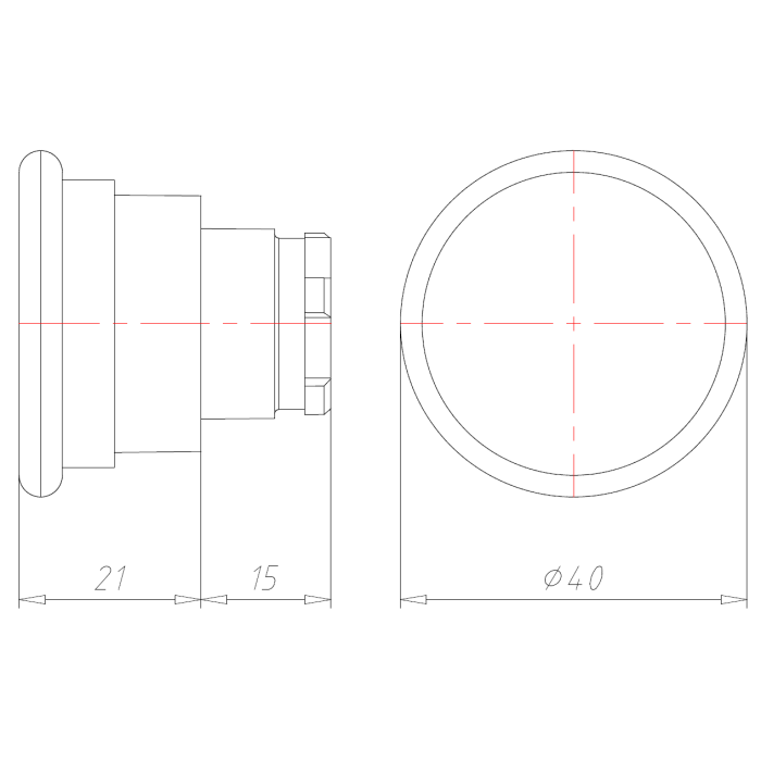Грибоподібна кнопка 40 мм, червона з підсвічуванням COMEPI - ECX 1221